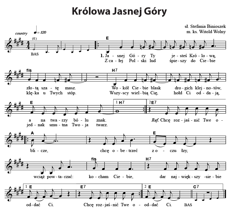 Królowa Jasnej Góry (nuty)